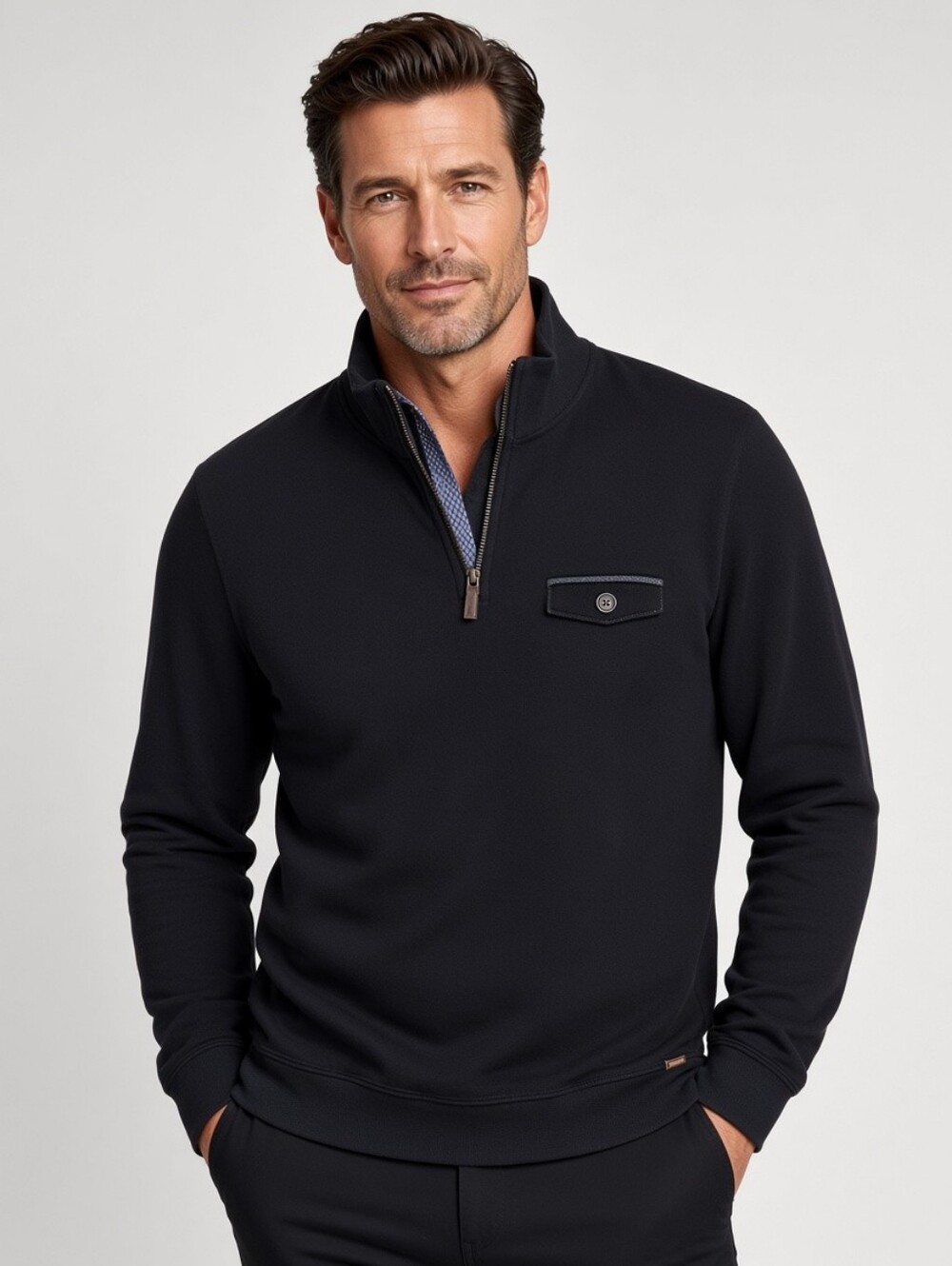 Black Quarter Zip Ted Baker London Men's Black Sweatshirt Size 6 (Med)
